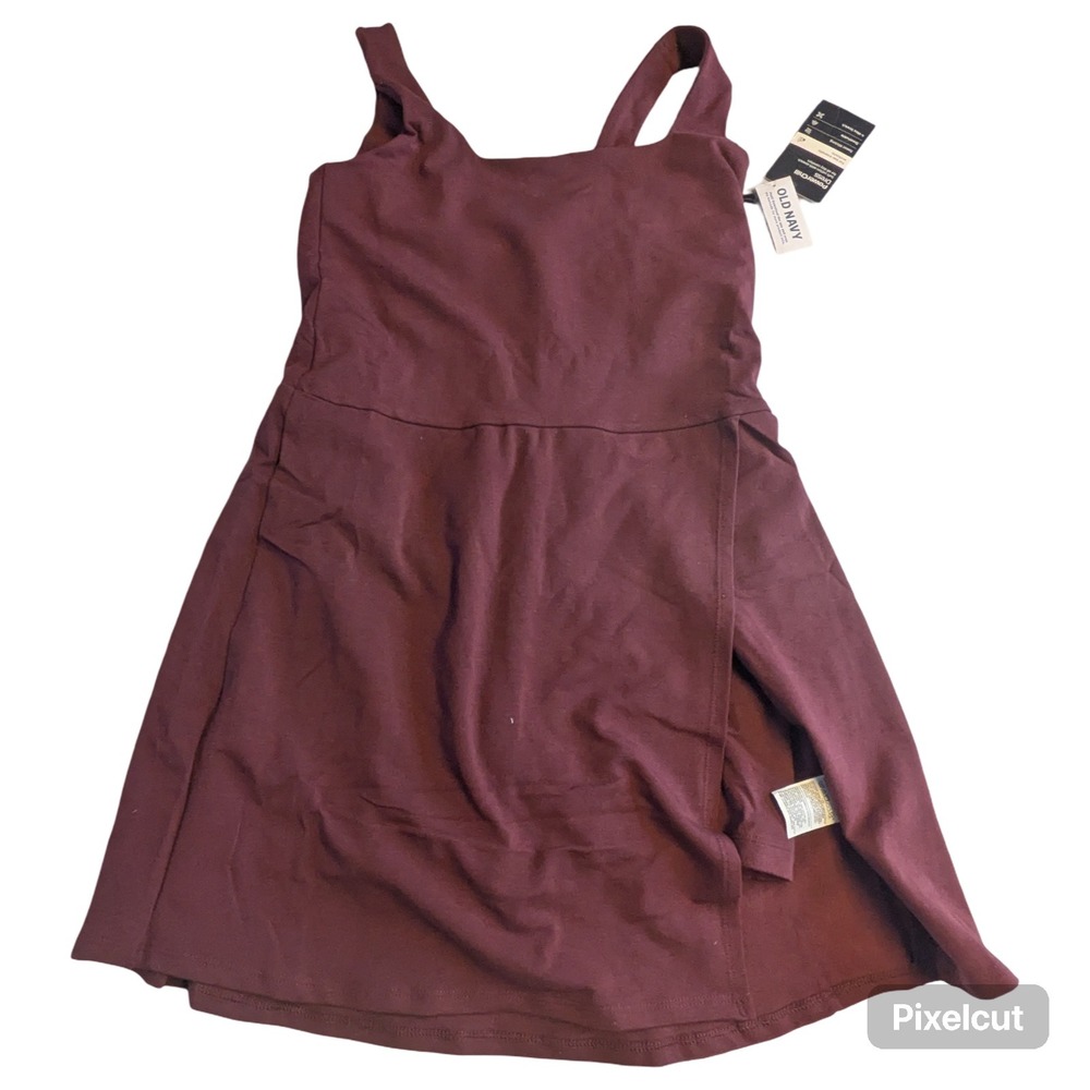 Old Navy Sport PowerChill Sleeveless Active Dress Small Burgundy Square Neck NWT